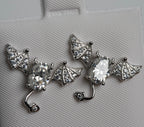 Silver Ear Climber Earrings with Oval moissanite and Pavé Wings (3)
