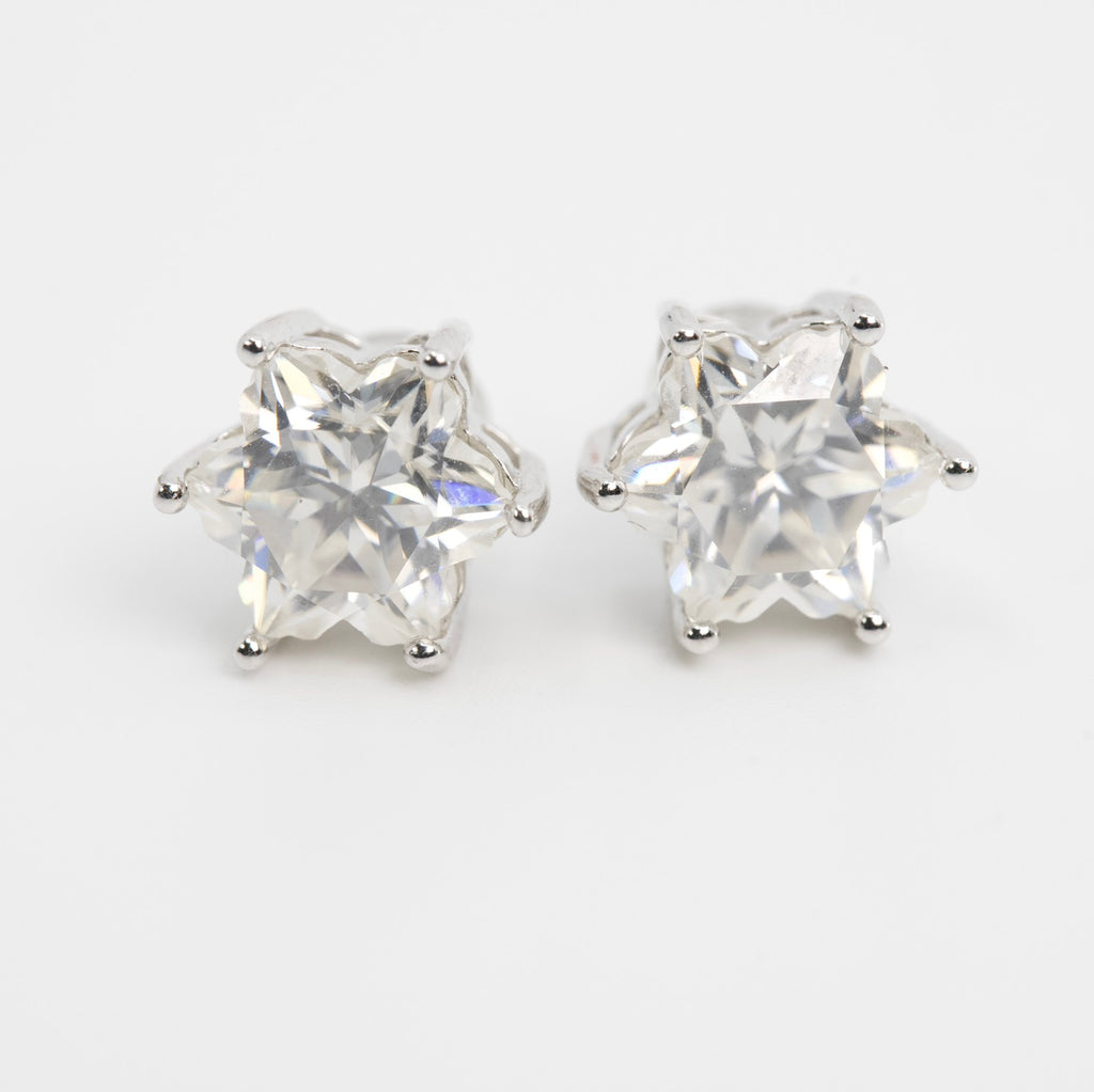 Star-Cut moissanite Stud Earrings in Silver