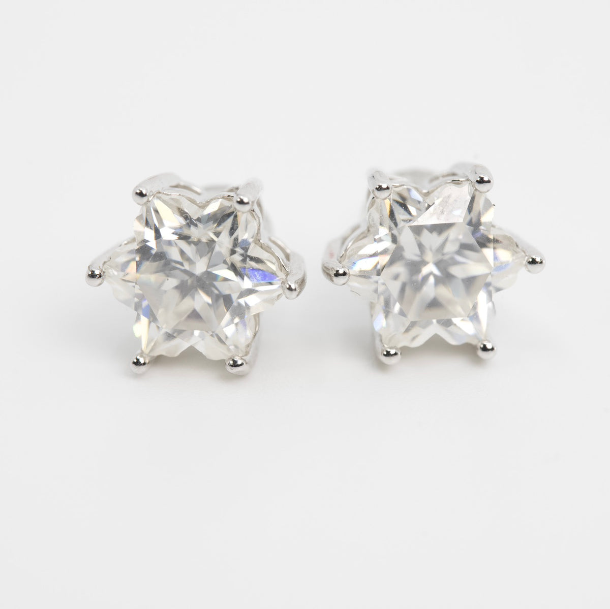 Star-Cut moissanite Stud Earrings in Silver