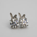 Bunny Ear moissanite Stud Earrings in Silver
