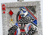 Queen of Diamonds Playing Card Pendant in Silver with Moissanite (3)