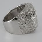 Men's Silver Pavé Cross Signet Ring with Moissanite (2)
