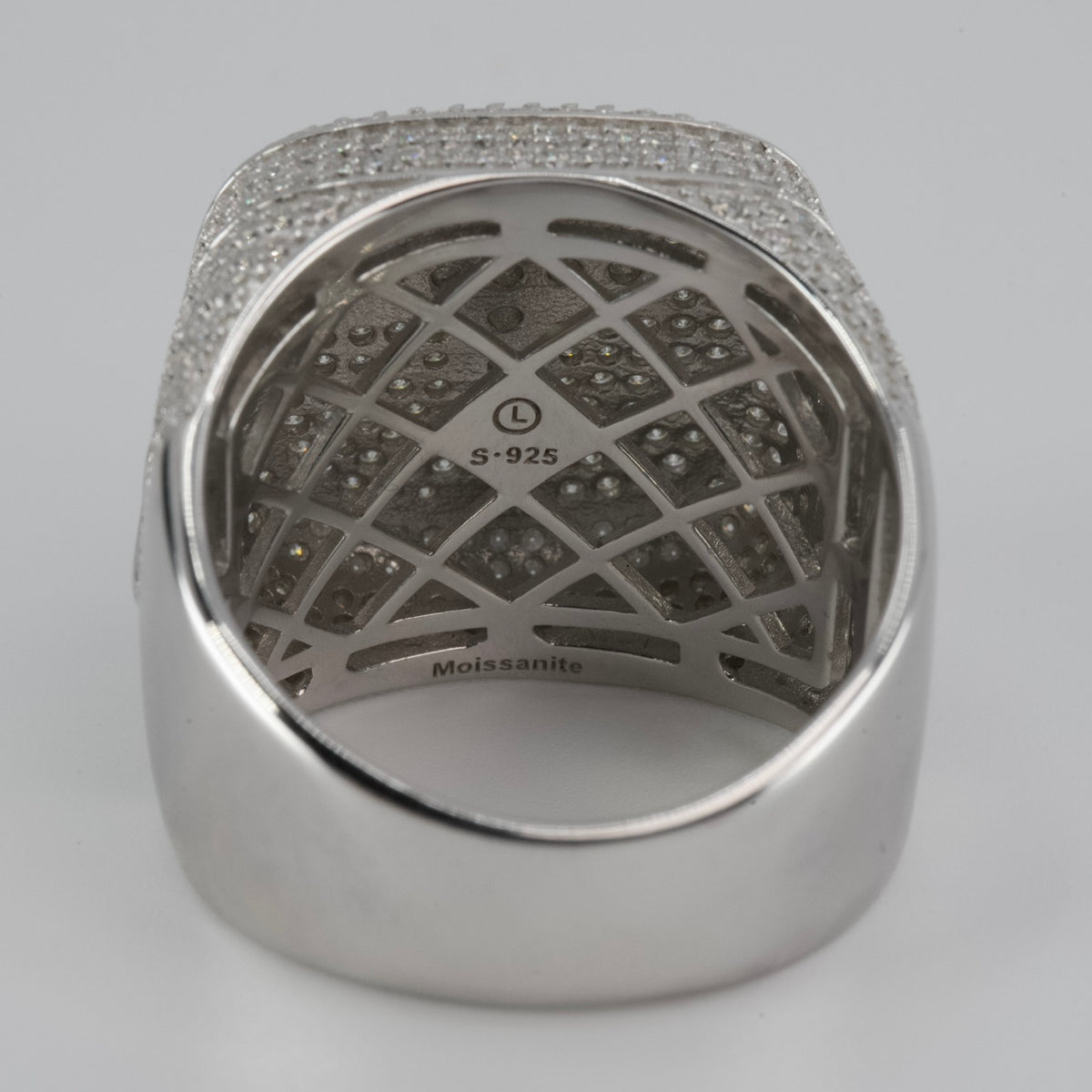 Men's Silver Pavé Cross Signet Ring with Moissanite (3)