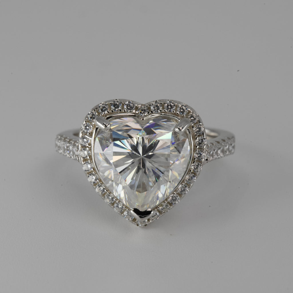 Heart moissanite Ring in Silver