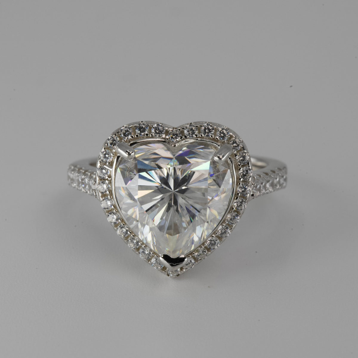 Heart moissanite Ring in Silver