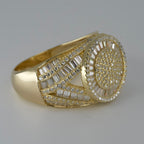 Men's 14K Gold Over Silver Moissanite Pavé and Baguette Halo Split Shank Ring 4ct Size 12 (2)