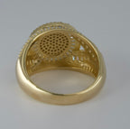 Men's 14K Gold Over Silver Moissanite Pavé and Baguette Halo Split Shank Ring 4ct Size 12 (3)