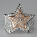 Two-Tone Star Statement Ring in Silver with Moissanite