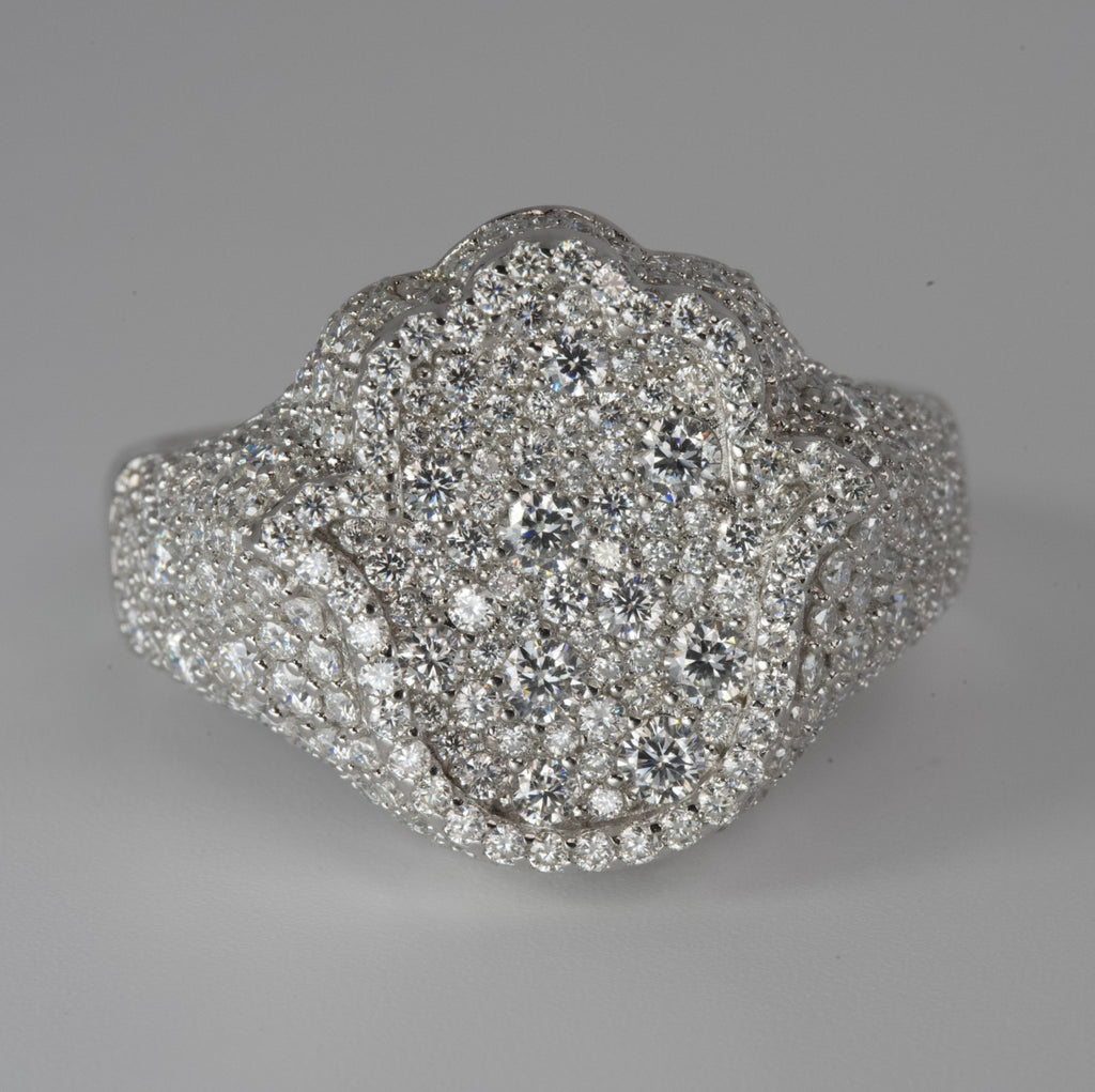 Cluster Silver Ring with Moissanite
