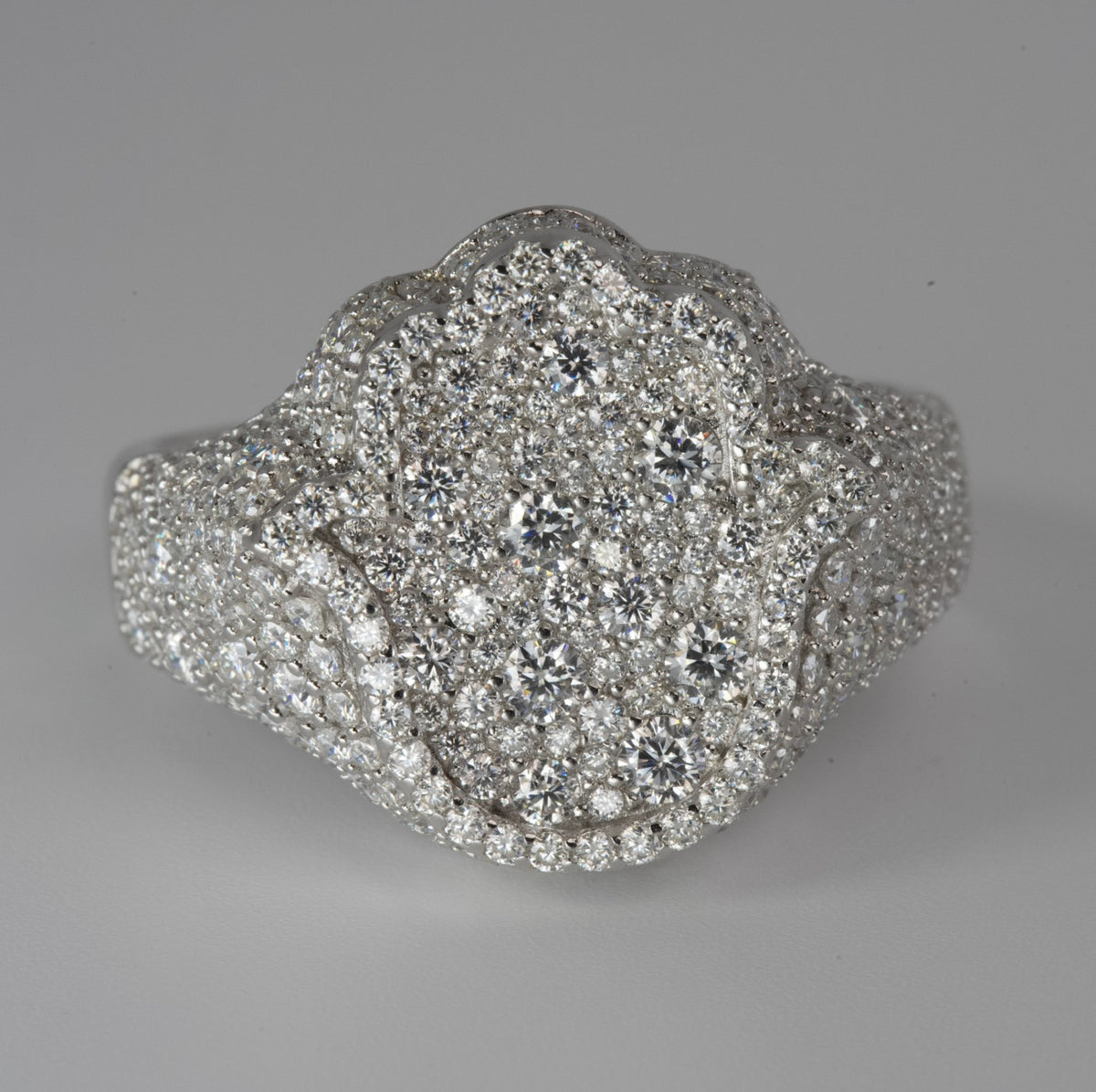 Cluster Silver Ring with Moissanite