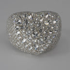 Silver Heart Cocktail Ring with Moissanite