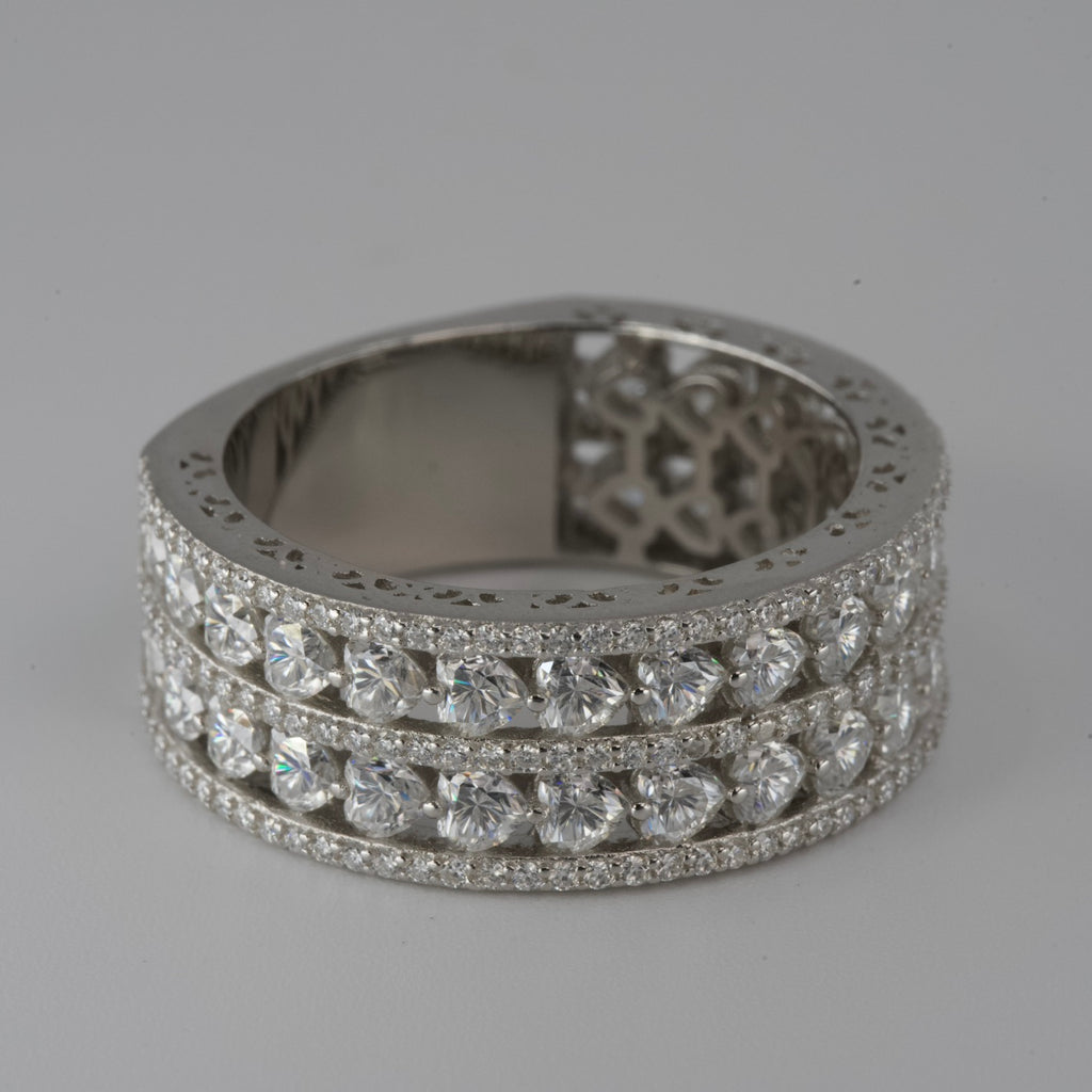Silver Double-Row moissanite Eternity Band Ring
