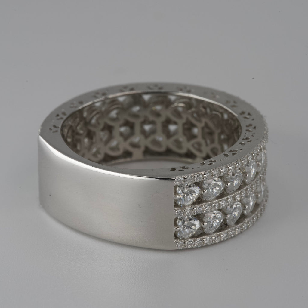 Silver Double-Row moissanite Eternity Band Ring (2)