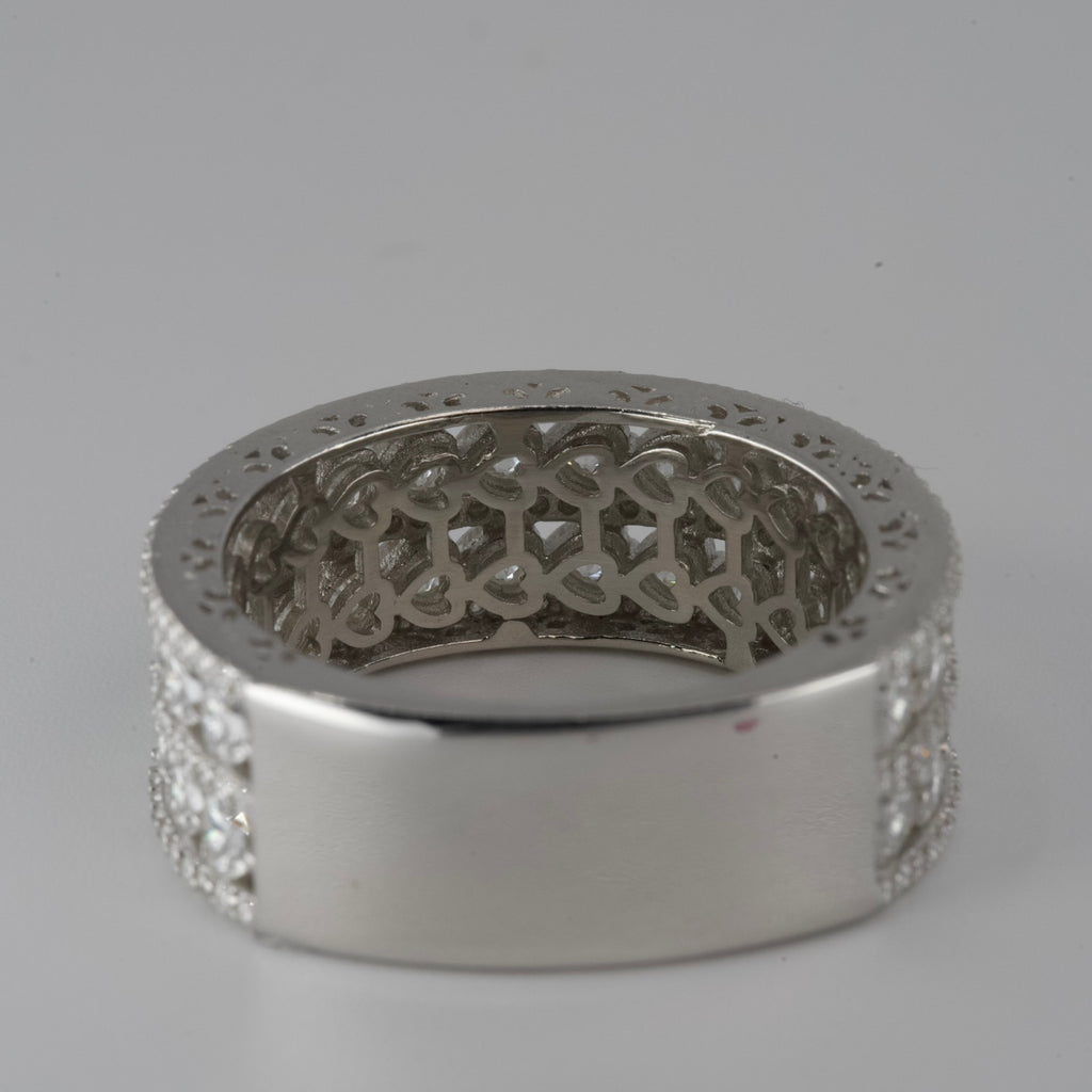 Silver Double-Row moissanite Eternity Band Ring (3)