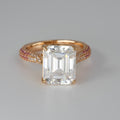 Emerald-Cut moissanite Cocktail Ring with Pink Pavé in Rose Gold Tone