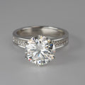 925 Sterling Silver Six-Prong Moissanite Solitaire Ring with Pavé Accents, 5ct, Size 8