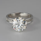 925 Sterling Silver Six-Prong Moissanite Solitaire Ring with Pavé Accents, 5ct, Size 8