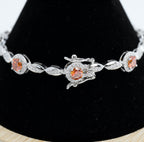925 Sterling Silver Halo & Marquise Link Bracelet with Orange Moissanite 7ct 7.5in (2)