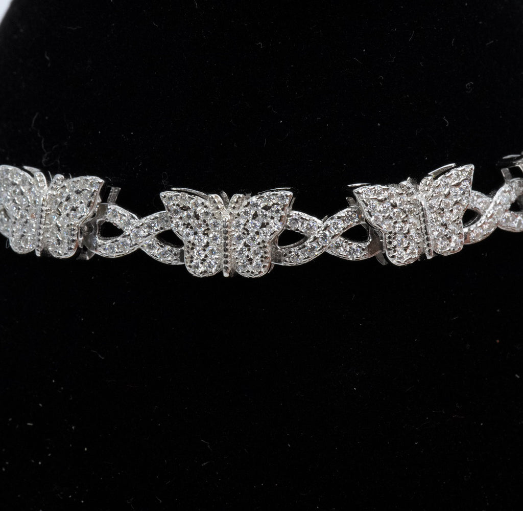 Butterfly Link Bracelet in Silver with Moissanite (2)