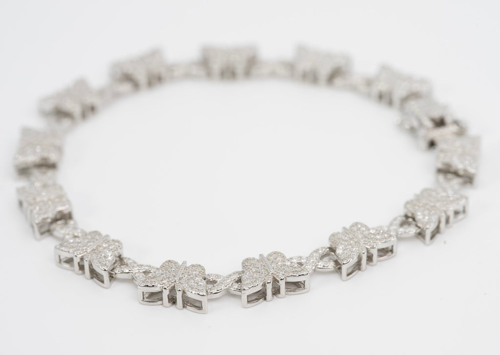 Butterfly Link Bracelet in Silver with Moissanite (5)