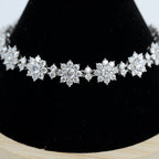Floral Cluster Moissanite Tennis Bracelet in Silver