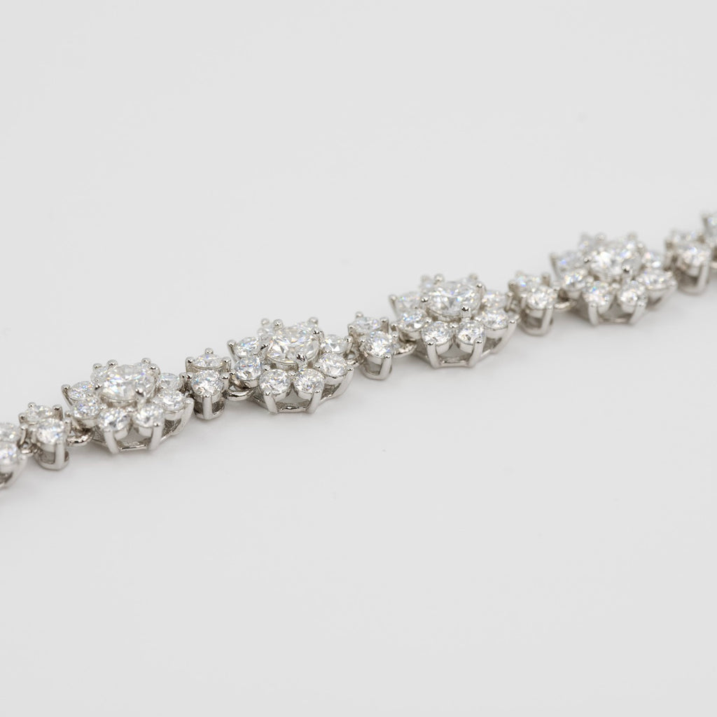 Floral Cluster Moissanite Tennis Bracelet in Silver (3)