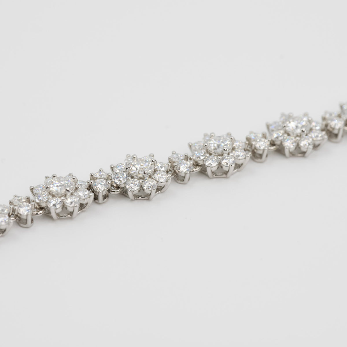 Floral Cluster Moissanite Tennis Bracelet in Silver (3)