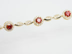 14K Gold Over Silver Ruby-Color Halo and Marquise Moissanite Link Bracelet 7.5in 6ct (3)