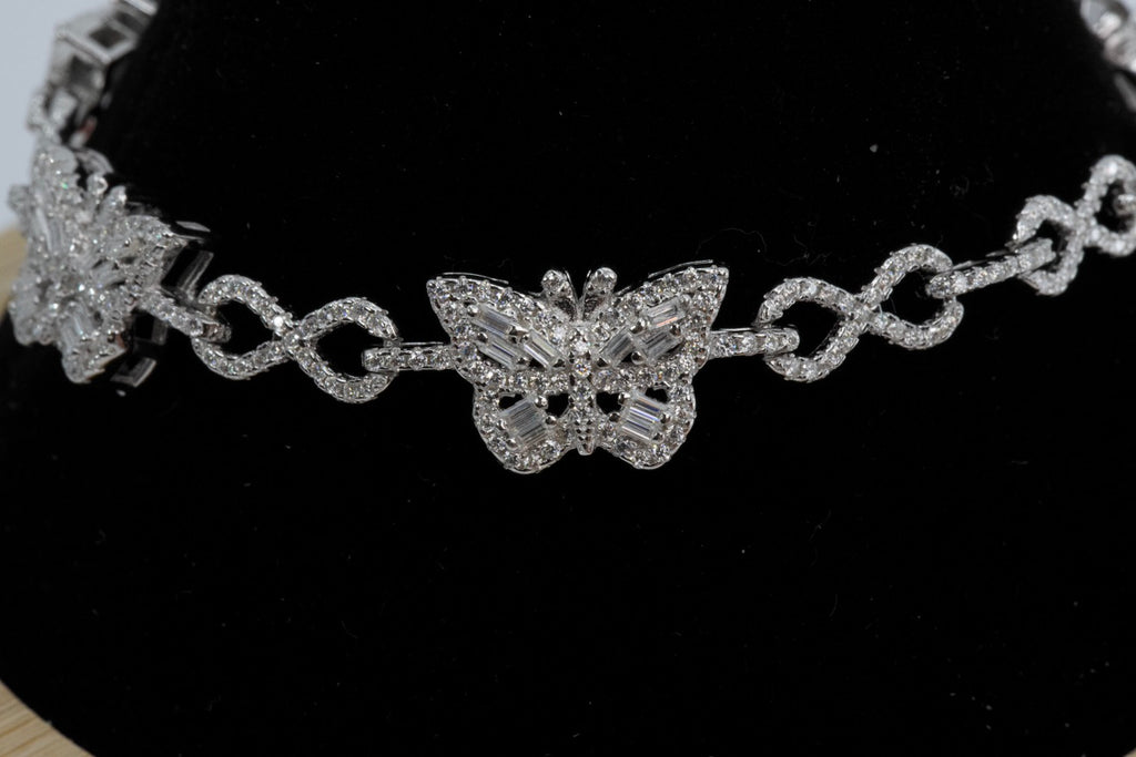 Silver Butterfly Link Bracelet with Moissanite Pavé (2)