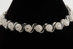 Silver Swirl Tennis Bracelet with Moissanite Clusters