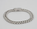 Iced Silver Cuban Link Pavé Bracelet with Moissanite