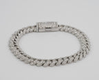 Iced Silver Cuban Link Pavé Bracelet with Moissanite