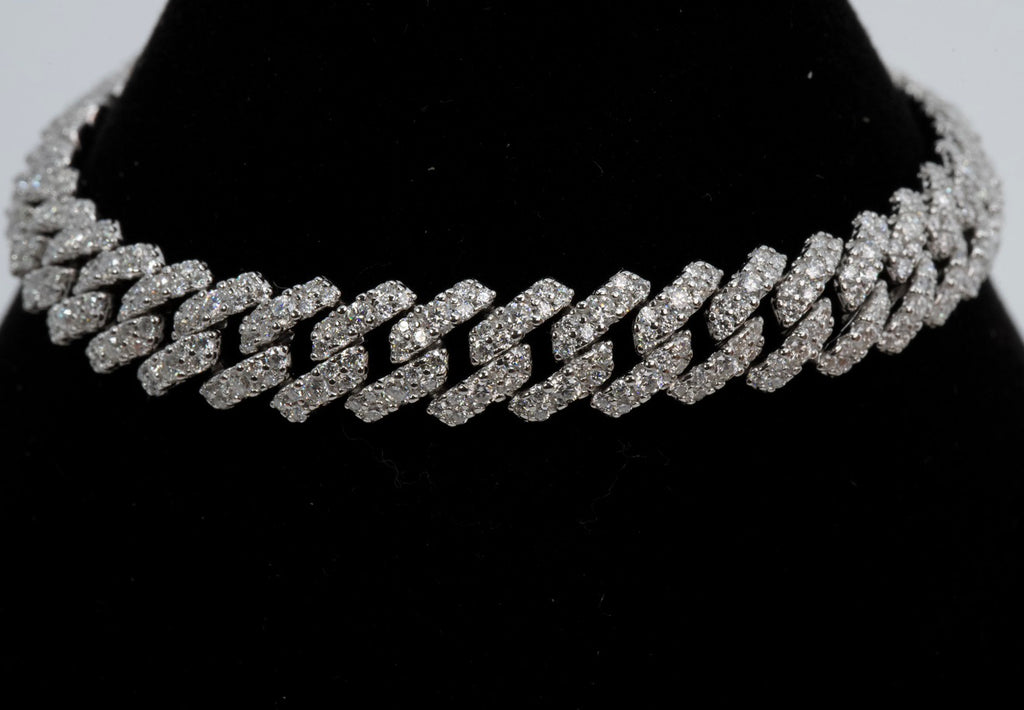 Iced Silver Cuban Link Pavé Bracelet with Moissanite (3)