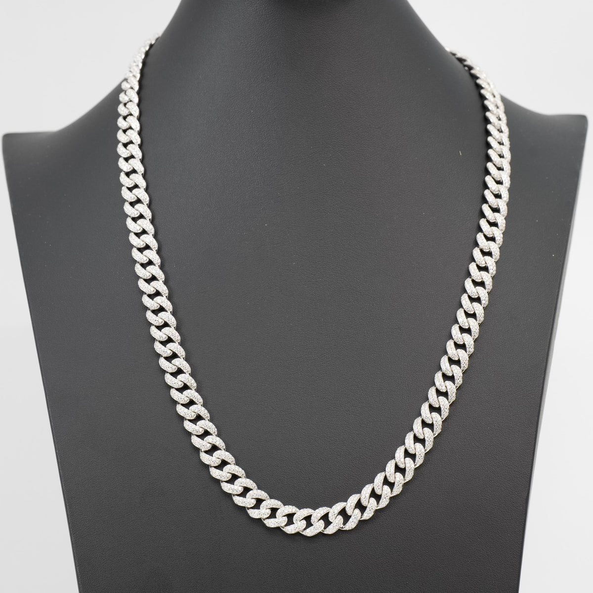 24in 925 Silver Miami Cuban Chain with 28ct Moissanite Pave, 10mm, 98g