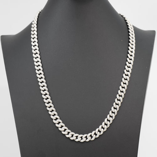 24in 925 Silver Miami Cuban Chain with 28ct Moissanite Pave, 10mm, 98g