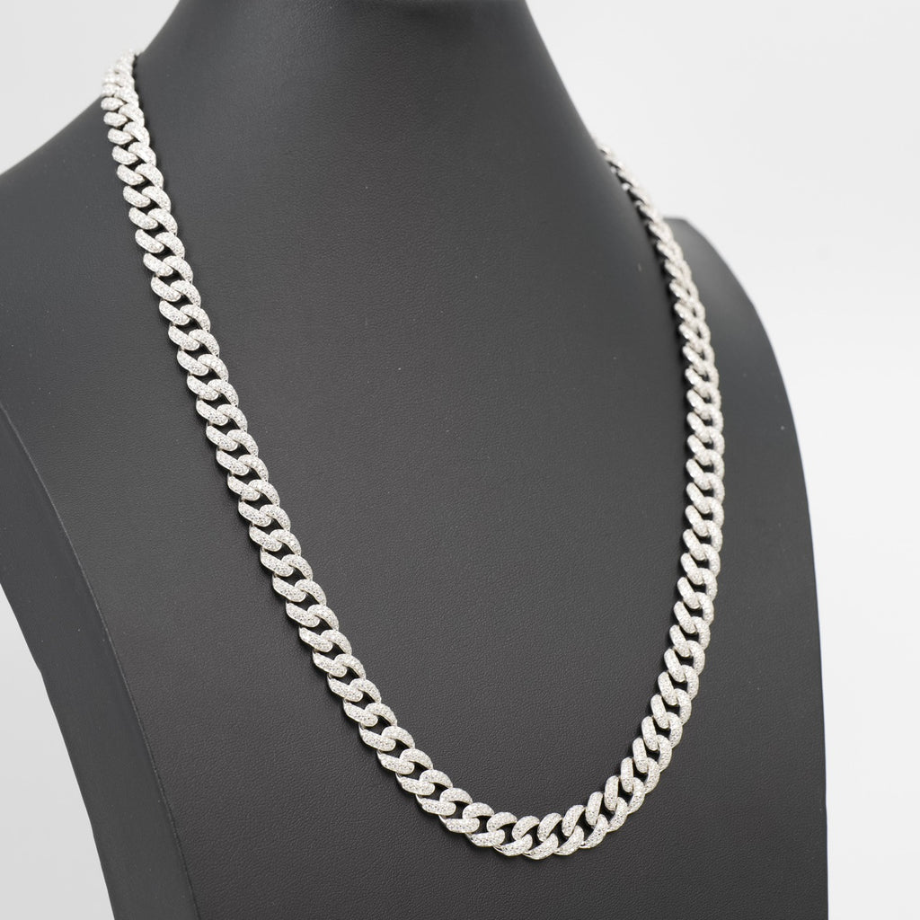 24in 925 Silver Miami Cuban Chain with 28ct Moissanite Pave, 10mm, 98g (3)