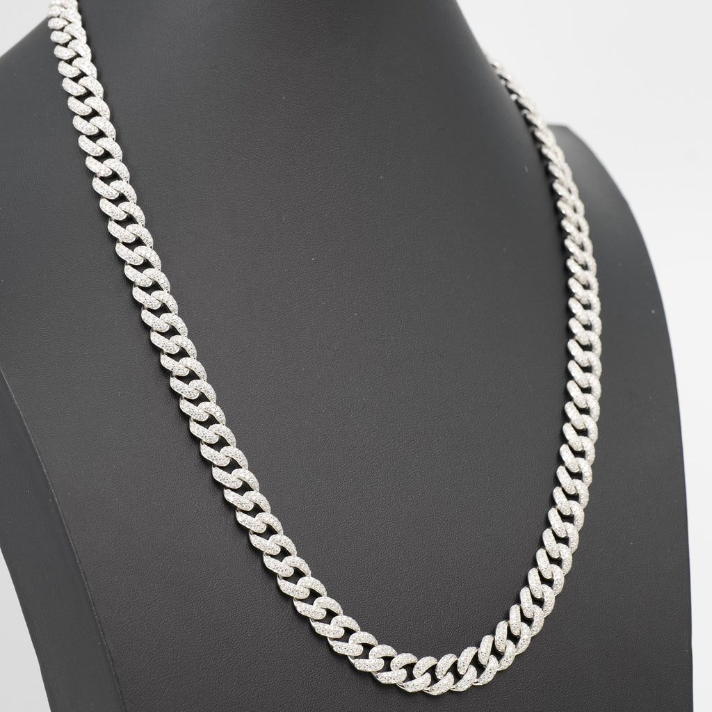 22in 10mm Pave Moissanite Miami Cuban Chain in 925 Sterling Silver, 26ct, 88.75g (2)