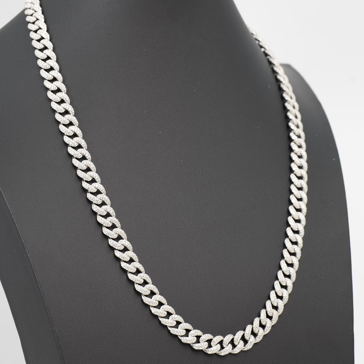 22in 10mm Pave Moissanite Miami Cuban Chain in 925 Sterling Silver, 26ct, 88.75g (2)