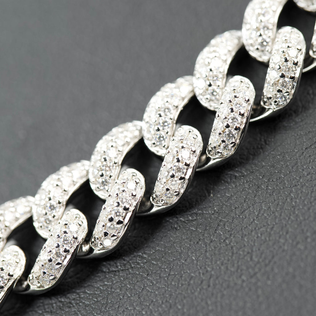 22in 10mm Pave Moissanite Miami Cuban Chain in 925 Sterling Silver, 26ct, 88.75g (3)