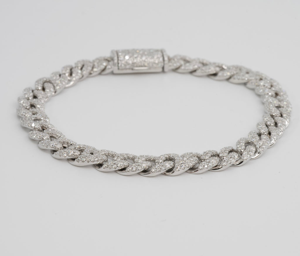 Iced Cuban Link Bracelet in Silver with Moissanite