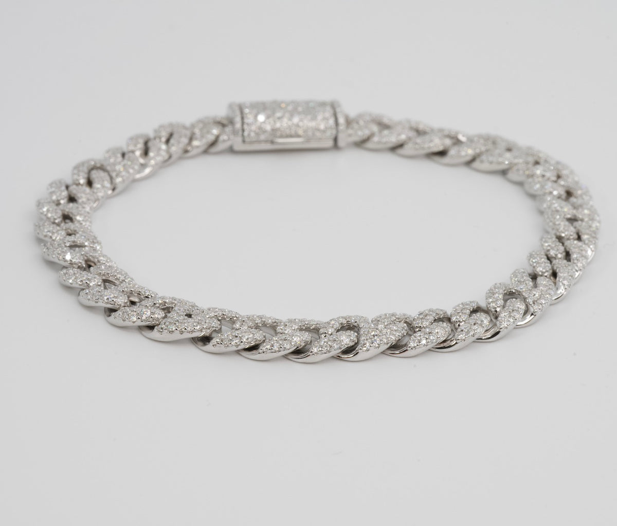 Iced Cuban Link Bracelet in Silver with Moissanite