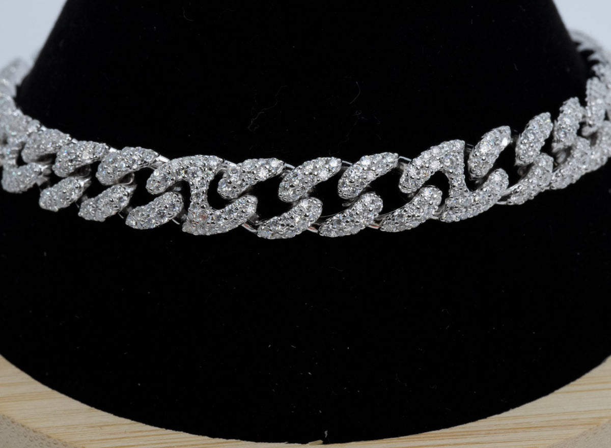 Iced Cuban Link Bracelet in Silver with Moissanite (2)