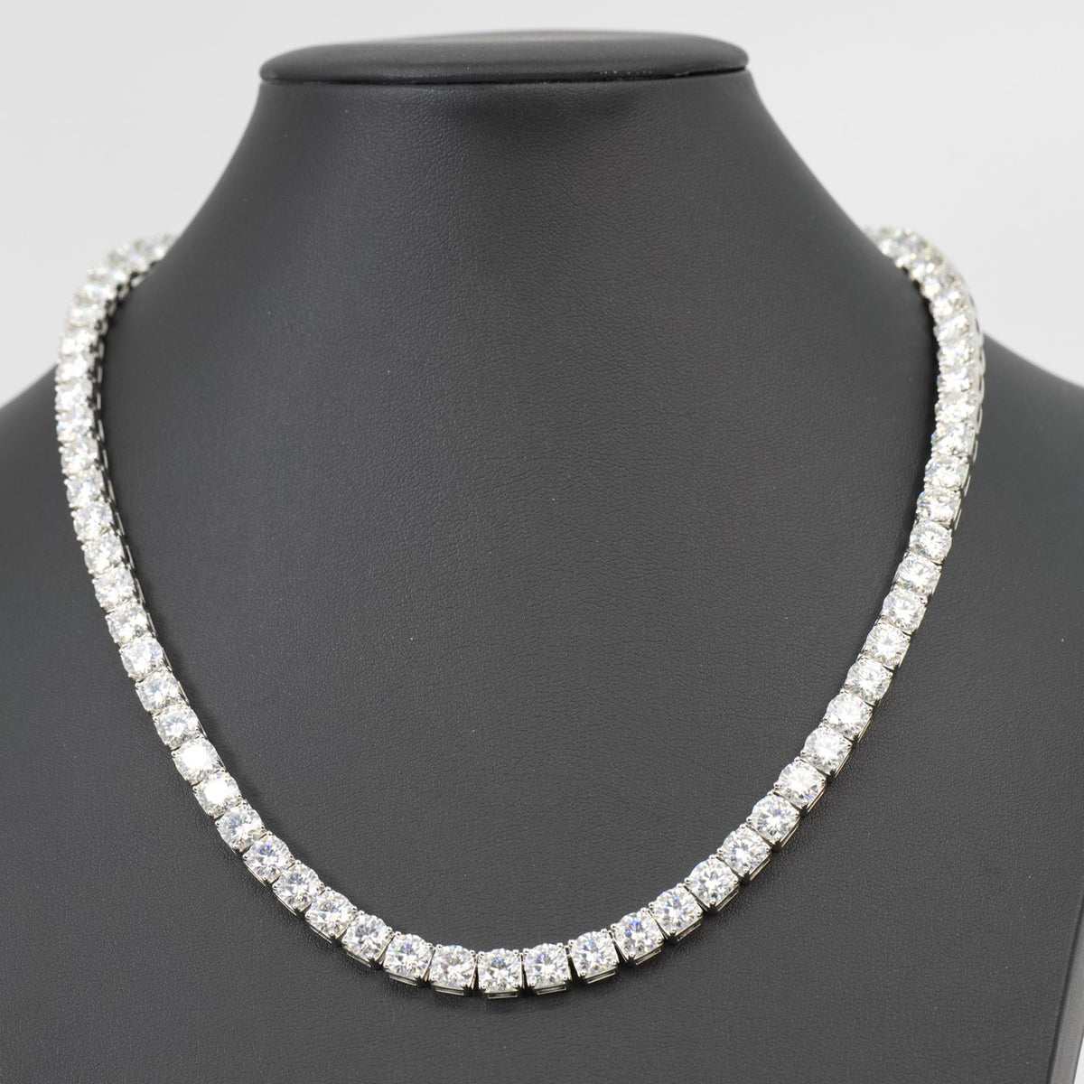 20in 925 Sterling Silver Moissanite Tennis Necklace 6.8mm 78ct, 54.28g