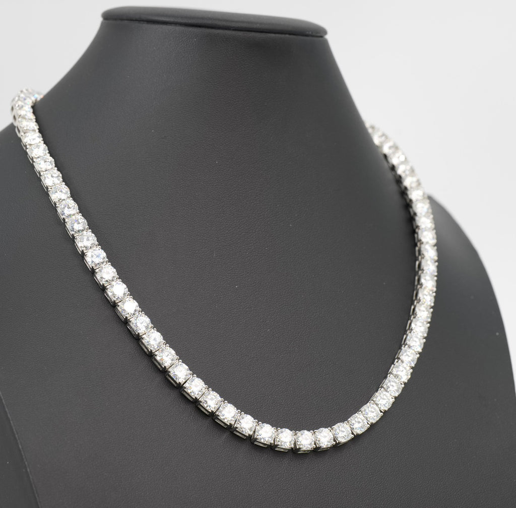 20in 925 Sterling Silver Moissanite Tennis Necklace 6.8mm 78ct, 54.28g (3)
