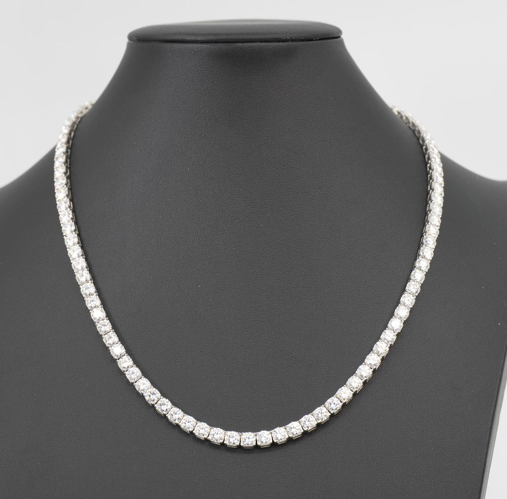 20in 5mm Classic Moissanite Tennis Necklace in 925 Sterling Silver, 60ct, 51g