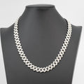 14mm Iced Out 22in 925 Silver Moissanite Monaco Chain 97.89g