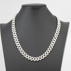 14mm Iced Out 22in 925 Silver Moissanite Monaco Chain 97.89g