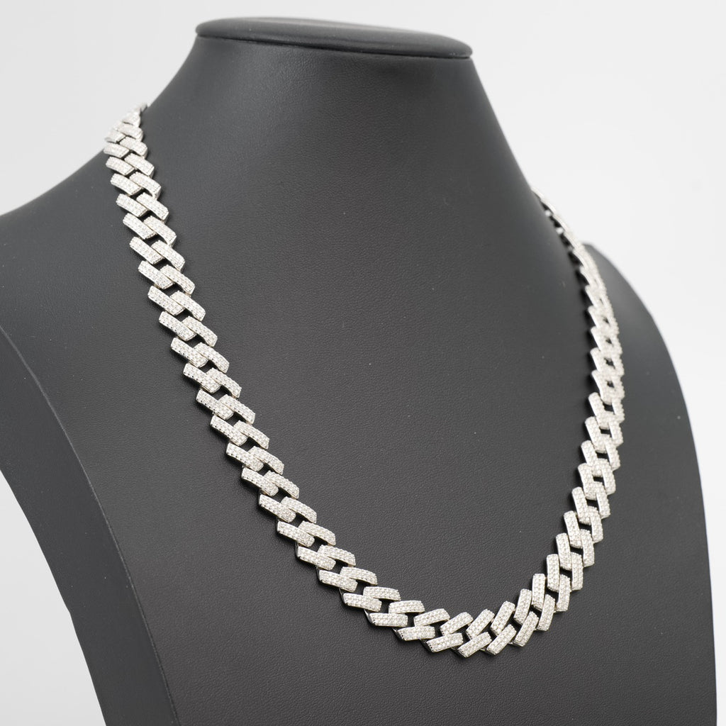 14mm Iced Out 22in 925 Silver Moissanite Monaco Chain 97.89g (3)