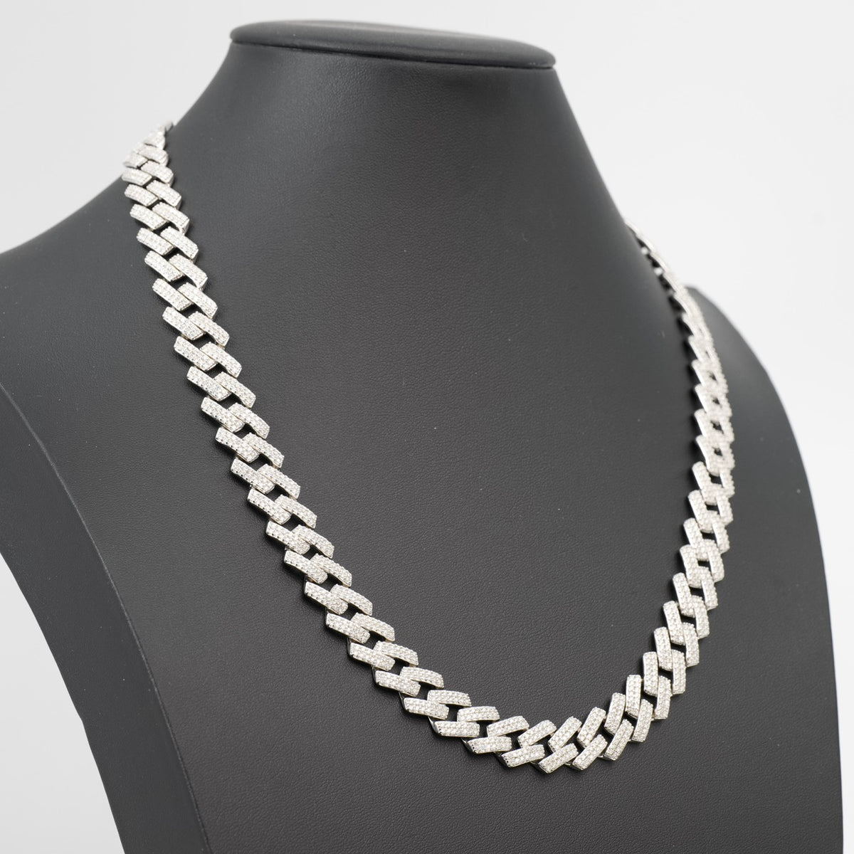 14mm Iced Out 22in 925 Silver Moissanite Monaco Chain 97.89g (3)