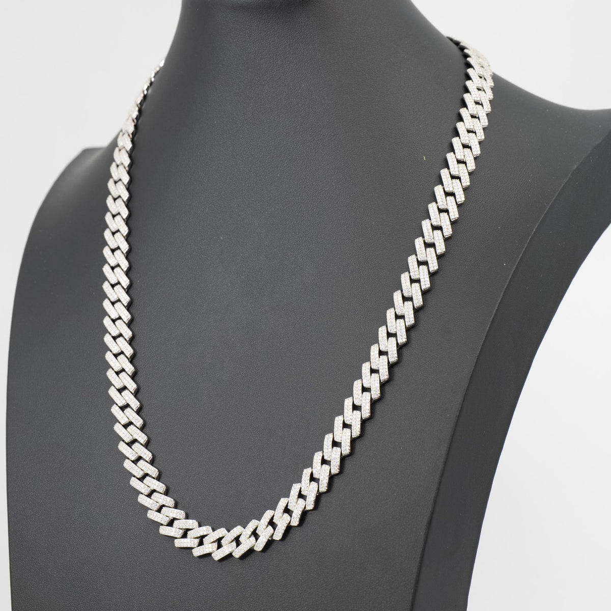 24in 12mm Iced Moissanite Monaco Chain in 925 Sterling Silver 93g (3)
